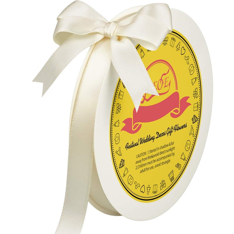 LEEQE Double Face Ivory/Antique White Satin Ribbon 5/8 inch X 50 Yards Polyester Ivory Ribbon for Gift Wrapping Very Suitable for Weddings Party Invitation Decorations and More - Image 1